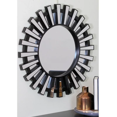 Northlight 25.5" Black Sunburst Round Wall Mounted Mirror 2 Northlight 25.5" Black Sunburst Round Wall Mounted Mirror - Image 2