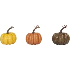 Northlight Set Of 3 Orange, Yellow And Brown Crackle Finish Fall Harvest Pumpkins 4" -Home Decor GUEST c2c36289 8ca2 4637 8bef 8b542e635305