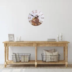 Northlight 12" Roman Numeral Battery Operated Round Wall Clock With Train Design