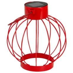Northlight 6.5" Red Outdoor Hanging LED Solar Lantern With Handle -Home Decor GUEST c52384b2 d369 4aea bea2 3049c0fac83a