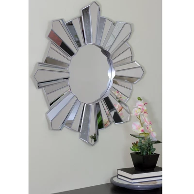 Northlight 25" Silver Matte Sunburst Wave Glass Round Wall Mirror 3 Northlight 25" Silver Matte Sunburst Wave Glass Round Wall Mirror - Image 3
