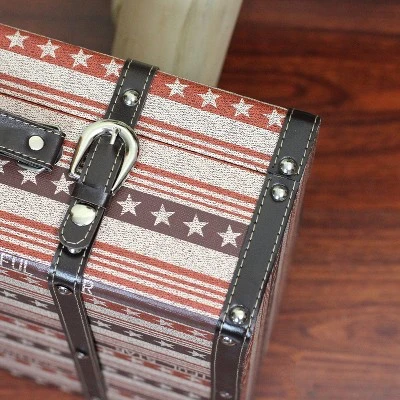 Northlight Set Of 2 Vintage-Style Red, White And Blue Beautiful Star Decorative Wooden Luggage Trunks 17.5" 1 Northlight Set Of 2 Vintage-Style Red, White And Blue Beautiful Star Decorative Wooden Luggage Trunks 17.5"
