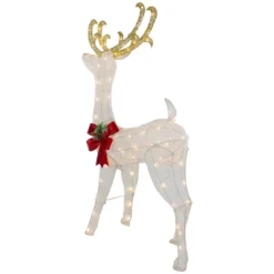 Northlight 48" LED Lighted Glitter Reindeer With Sleigh Outdoor Christmas Decoration -Home Decor GUEST c84823ba 21b3 4918 8a8d 44768bc82b54