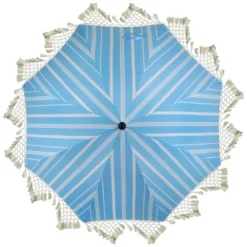 Northlight Striped Outdoor Macrame Boho Beach Market Umbrella With Tilt - 6.5' - Sky Blue And White -Home Decor GUEST c90a5fa1 6027 436c 88ef 6c652801dfdf