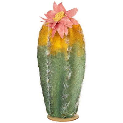 Northlight 8.5" Flowering Cactus Artificial Plant Table Top Decoration - Green/Yellow 2 Northlight 8.5" Flowering Cactus Artificial Plant Table Top Decoration - Green/Yellow - Image 2