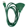 Northlight 10' Green 3-Prong Outdoor Extension Power Cord With Fan Style Connector