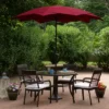 Northlight 8.85ft Outdoor Patio Lotus Umbrella With Hand Crank, Burgundy