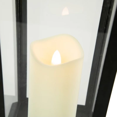 Northlight 15" LED Battery Operated Black Lantern With Flameless Candle 2 Northlight 15" LED Battery Operated Black Lantern With Flameless Candle - Image 2