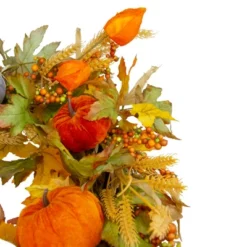 Northlight Velvet Pumpkins And Wheat Artificial Fall Harvest Wreath - 24-Inch, Unlit -Home Decor GUEST cf0a84fd ac03 4d0f ac32 78ede52cfd85