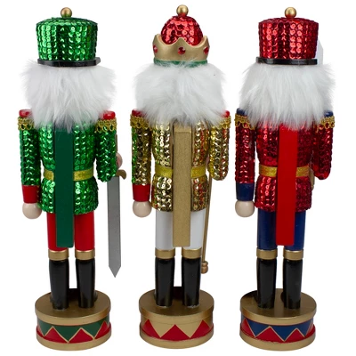 Northlight Set Of 3 Red Sequin Jacket Wooden Christmas Nutcrackers 14.25" 3 Northlight Set Of 3 Red Sequin Jacket Wooden Christmas Nutcrackers 14.25" - Image 3