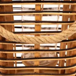 Northlight Rectangular Rattan Glass Candle Lantern With Jute Handle - 15.5" -Home Decor GUEST d264ba55 6cc9 4e82 85d8 1111af96bd7a