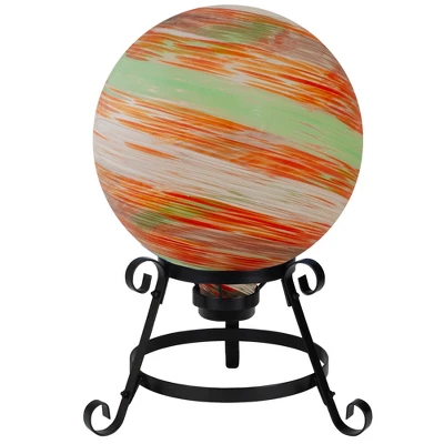 Northlight 10" Orange Swirl Designed Outdoor Garden Gazing Ball 1 Northlight 10" Orange Swirl Designed Outdoor Garden Gazing Ball