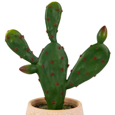 Northlight Real Touch™ Artificial Green And Red Potted Floral Cactus 9.5" 3 Northlight Real Touch™ Artificial Green And Red Potted Floral Cactus 9.5" - Image 3