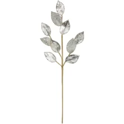 Northlight 28" Platinum Silver And Icy Glitter Leaves Christmas Spray -Home Decor GUEST d8d76c86 a580 430b 9489 fcf84622d3b0