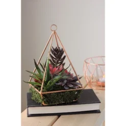 Northlight 9" Succulent Artificial Arrangement In Copper Wire Terrarium - Green/Brown -Home Decor GUEST d9015d9b dc79 4cc3 a057 1de4592ad46c