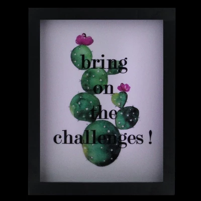 Northlight LED Lighted 'Bring On The Challenges' Cactus Framed Light Box 9" X 7" 2 Northlight LED Lighted 'Bring On The Challenges' Cactus Framed Light Box 9" X 7" - Image 2