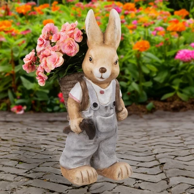 Northlight Boy Rabbit Outdoor Easter Garden Planter - 19.25" 2 Northlight Boy Rabbit Outdoor Easter Garden Planter - 19.25" - Image 2