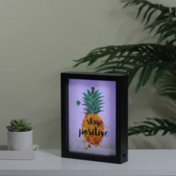 Northlight 9” LED Lighted 'Stay Positive' Pineapple Framed Light Box -Home Decor GUEST e000a12e 4f85 44ae bf25 42ddc11f3e4f