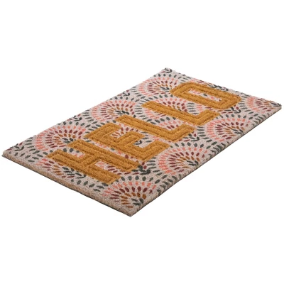 Northlight Brown And Pink "Hello" Floral Coir Outdoor Doormat 18" X 30" 4 Northlight Brown And Pink "Hello" Floral Coir Outdoor Doormat 18" X 30" - Image 4
