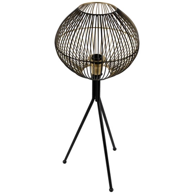 Northlight Iron Table Lamp With Wire Shade - 29.75" - Black And Gold 2 Northlight Iron Table Lamp With Wire Shade - 29.75" - Black And Gold - Image 2