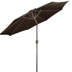 Northlight 9' Octagon Outdoor Patio Market Umbrella With Hand Crank And Tilt - Brown/Black -Home Decor GUEST e4ce1c2e 3978 4adb a849 6e6b85f6aa69