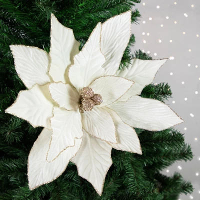 Northlight 24" Cream Poinsettia Christmas Stem Spray 1 Northlight 24" Cream Poinsettia Christmas Stem Spray