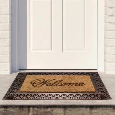 Northlight Gold And Natural Coir Rectangular "Welcome" Doormat 23" X 35" 1 Northlight Gold And Natural Coir Rectangular "Welcome" Doormat 23" X 35"