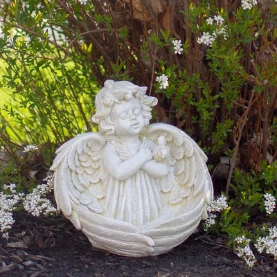 Northlight 9" Cherub Angel Wings Bird Feeder Outdoor Garden Statue 1 Northlight 9" Cherub Angel Wings Bird Feeder Outdoor Garden Statue