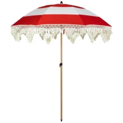Northlight Striped Outdoor Macrame Boho Beach Market Umbrella With Tiltt- 6.5' - Red And White 17 Northlight Striped Outdoor Macrame Boho Beach Market Umbrella With Tiltt- 6.5' - Red And White -Home Decor GUEST e7b91248 f43f 405a 87a3 93e94a4da814