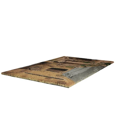 Northlight Natural Coir Brown And Green Italian Patio Design Doormat 18" X 30" 1 Northlight Natural Coir Brown And Green Italian Patio Design Doormat 18" X 30"