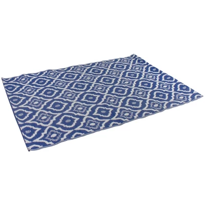 Northlight 4' X 6' Blue And White Geometric Rectangular Outdoor Area Rug 2 Northlight 4' X 6' Blue And White Geometric Rectangular Outdoor Area Rug - Image 2