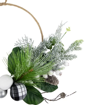 Northlight Real Touch™️ Winter Greenery With Pinecones Artificial Christmas Wreath - 18" - Unlit 4 Northlight Real Touch™️ Winter Greenery With Pinecones Artificial Christmas Wreath - 18" - Unlit - Image 4