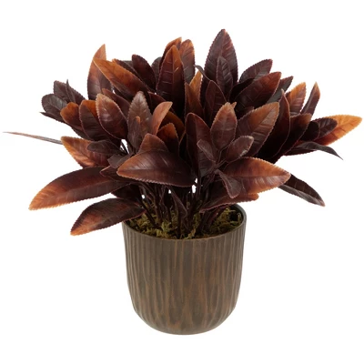 Northlight 8" Two-Tone Artificial Foliage Plant In A Textured Lined Pot 2 Northlight 8" Two-Tone Artificial Foliage Plant In A Textured Lined Pot - Image 2