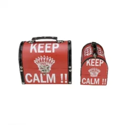 Northlight Set Of 2 Red And White Keep Calm!! Decorative Wooden Storage Boxes 7.25-8.75"