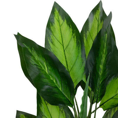 Northlight 51" Artificial Wide Leaf Green Dieffenbachia Potted Plant 2 Northlight 51" Artificial Wide Leaf Green Dieffenbachia Potted Plant - Image 2