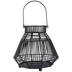 Northlight Medium Iron Geometric Hurricane Candle Lantern - 8.25" - Black -Home Decor GUEST ead434ba 6cc5 4240 b65c 9b846b406240