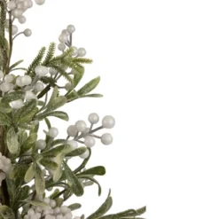 Northlight 24" Green And White Berry Christmas Potted Artificial Plant With Glitter Frost