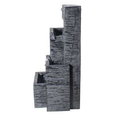 Northlight 32.25" Black And Gray Lighted Three-tier Outdoor Garden Water Fountain 3 Northlight 32.25" Black And Gray Lighted Three-tier Outdoor Garden Water Fountain - Image 3