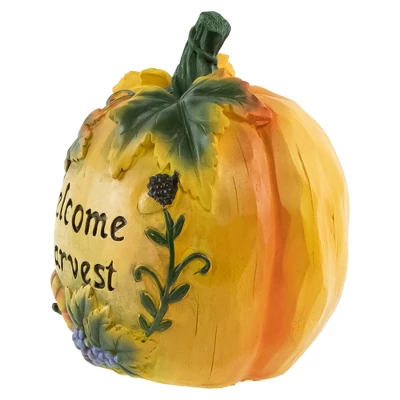 Northlight 7" Orange "Welcome Harvest" Pumpkin Fall Tabletop Decoration 3 Northlight 7" Orange "Welcome Harvest" Pumpkin Fall Tabletop Decoration - Image 3