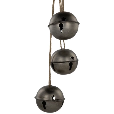 Northlight Jingle Bells With Plaid Bow Christmas Decoration - 20" - Silver 2 Northlight Jingle Bells With Plaid Bow Christmas Decoration - 20" - Silver - Image 2