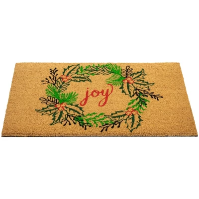 Northlight Natural Coir "Joy" Wreath Christmas Doormat 18" X 30" 5 Northlight Natural Coir "Joy" Wreath Christmas Doormat 18" X 30" - Image 5