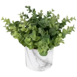 Northlight 9" Green Artificial Eucalyptus In A Marble Style White Pot -Home Decor GUEST f1569777 84f8 41cd bc86 31f27d7e7dbb