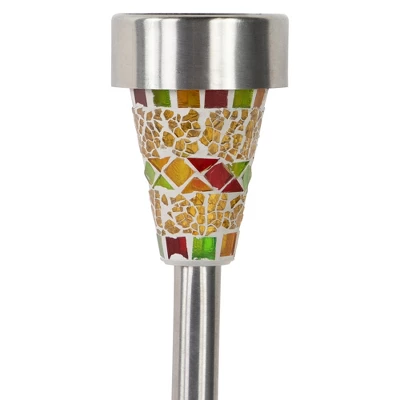 Northlight Set Of 3 Red Mosaic Stained Glass Solar Powered LED Pathway Markers, 15.5" 3 Northlight Set Of 3 Red Mosaic Stained Glass Solar Powered LED Pathway Markers, 15.5" - Image 3