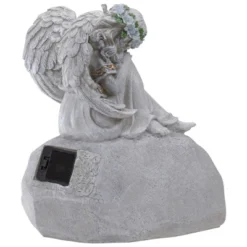 Northlight 9.25" Gray Solar Powered "Welcome To Our Garden" Angel Outdoor Garden Statue -Home Decor GUEST f260e78b 3d6f 4648 ba5e 21e03a9ed2b8