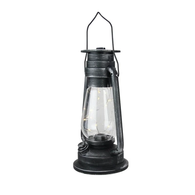 Northlight 12" Silver Brushed Black Traditional Lantern With Micro Lights 1 Northlight 12" Silver Brushed Black Traditional Lantern With Micro Lights