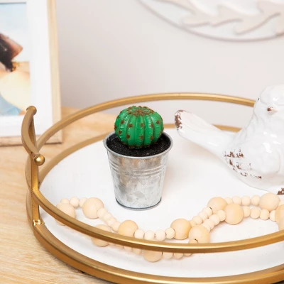 Northlight 3.5" Tropical Cactus In Tin Pot Artificial Potted Plant - Green/Silver 1 Northlight 3.5" Tropical Cactus In Tin Pot Artificial Potted Plant - Green/Silver