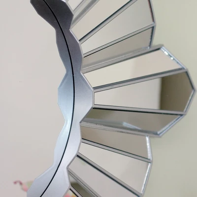 Northlight 25" Silver Matte Sunburst Wave Glass Round Wall Mirror 2 Northlight 25" Silver Matte Sunburst Wave Glass Round Wall Mirror - Image 2