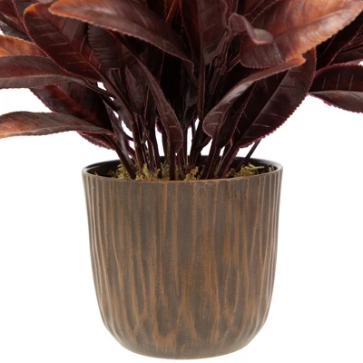 Northlight 8" Two-Tone Artificial Foliage Plant In A Textured Lined Pot 4 Northlight 8" Two-Tone Artificial Foliage Plant In A Textured Lined Pot - Image 4