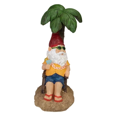 Northlight 12.25" Tropical Gnome With Palm Tree Outdoor Garden Statue 2 Northlight 12.25" Tropical Gnome With Palm Tree Outdoor Garden Statue - Image 2