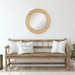 Northlight 30" Round Woven Style Wall Mirror